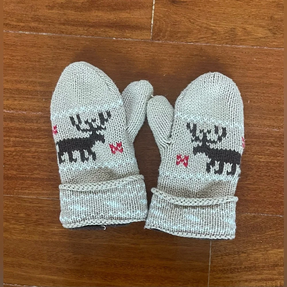 Gap Kids Boys Gloves Knit 🧶 🫎 Moose Mittens Sz M/L 4/5 Years